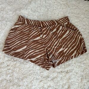 A New Day Brown and White Cargo Shorts with Zebra Print